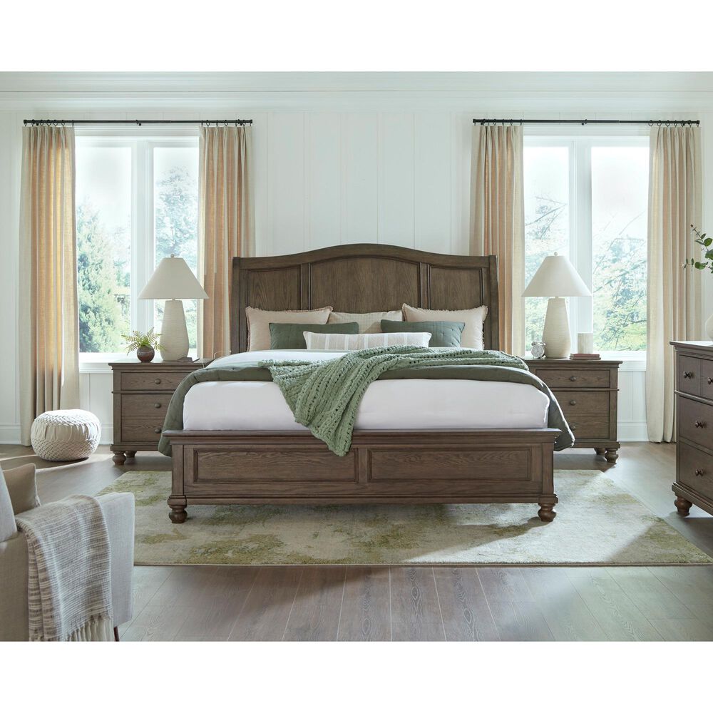 Riva Ridge Oxford King Sleigh Bed in Cocoa with USB Ports, , large