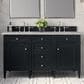 James Martin Vanities Brittany 60" Double Bathroom Vanity in Black Onyx with 3 cm Victorian Silver Quartz Top and Rectangular Sinks, , large