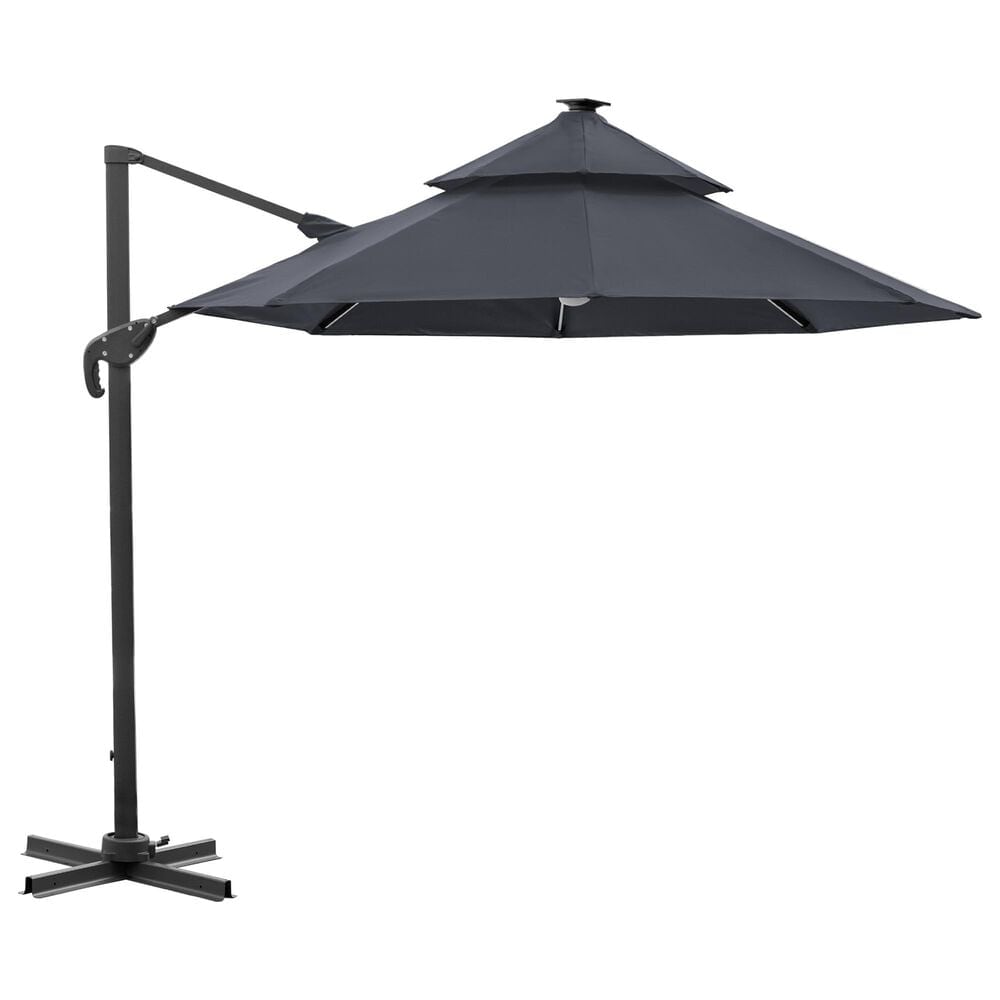 Furniture of America Zora 10" Octagon Double Top Patio Umbrella without Base in Gray, , large