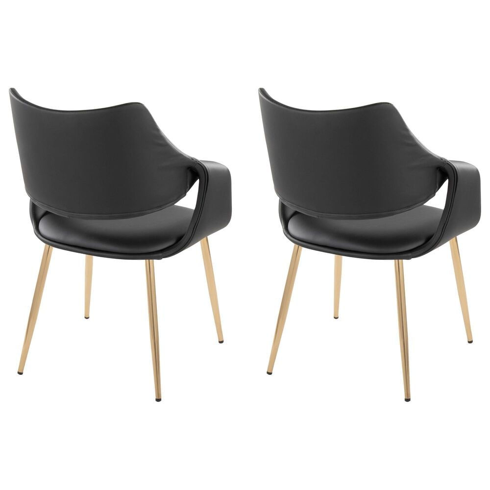 Lumisource Curvo Arm Chair with Black Upholstered in Gold &#40;Set of 2&#41;, , large