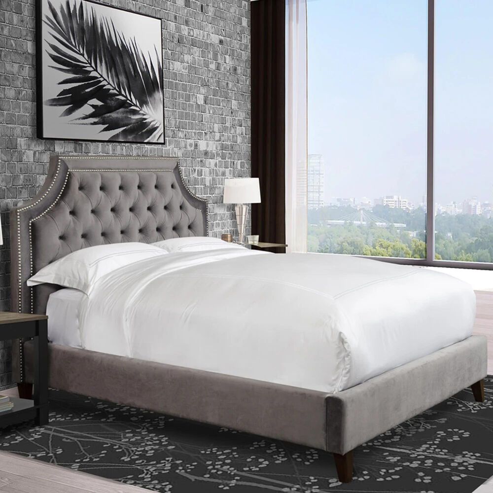Simeon Collection Jasmine Queen Upholstered Bed in Flannel, , large