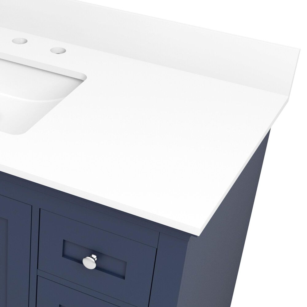 Lexora Home Dukes 48" Single Bathroom Vanity in Navy Blue with 2 cm White Cultured Marble Top and Rectangular Sink, , large