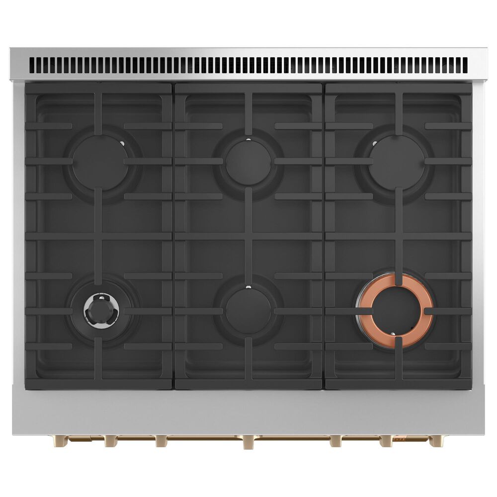 Cafe 6.2 Cu. Ft. Freestanding Natural Gas Range in Matte White and Brushed Bronze, , large