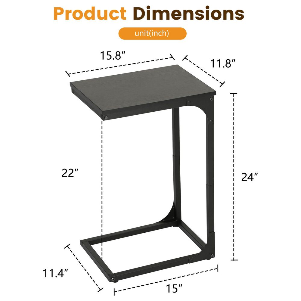 FDW C-Shape Side Table in Black (Set of 2), , large