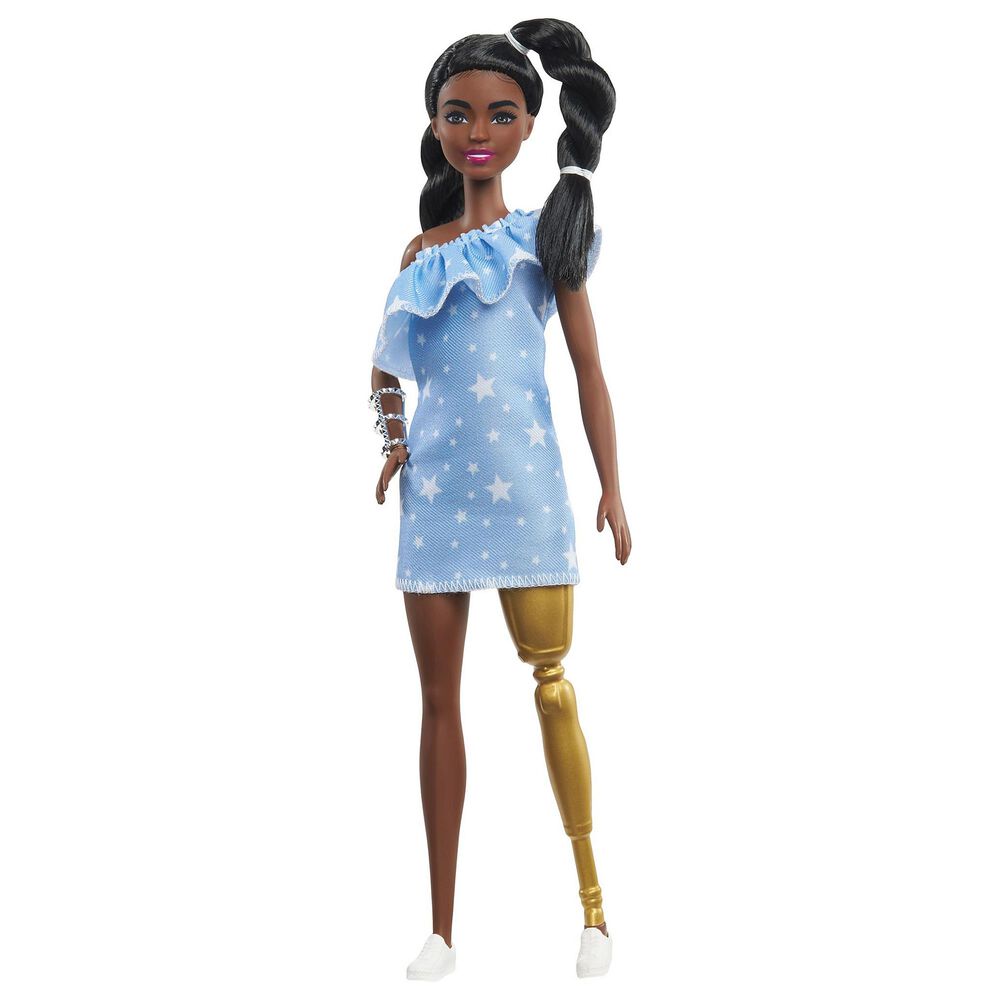 Barbie Fashionista 2 Twisted Braids and Star-Print Dress, , large