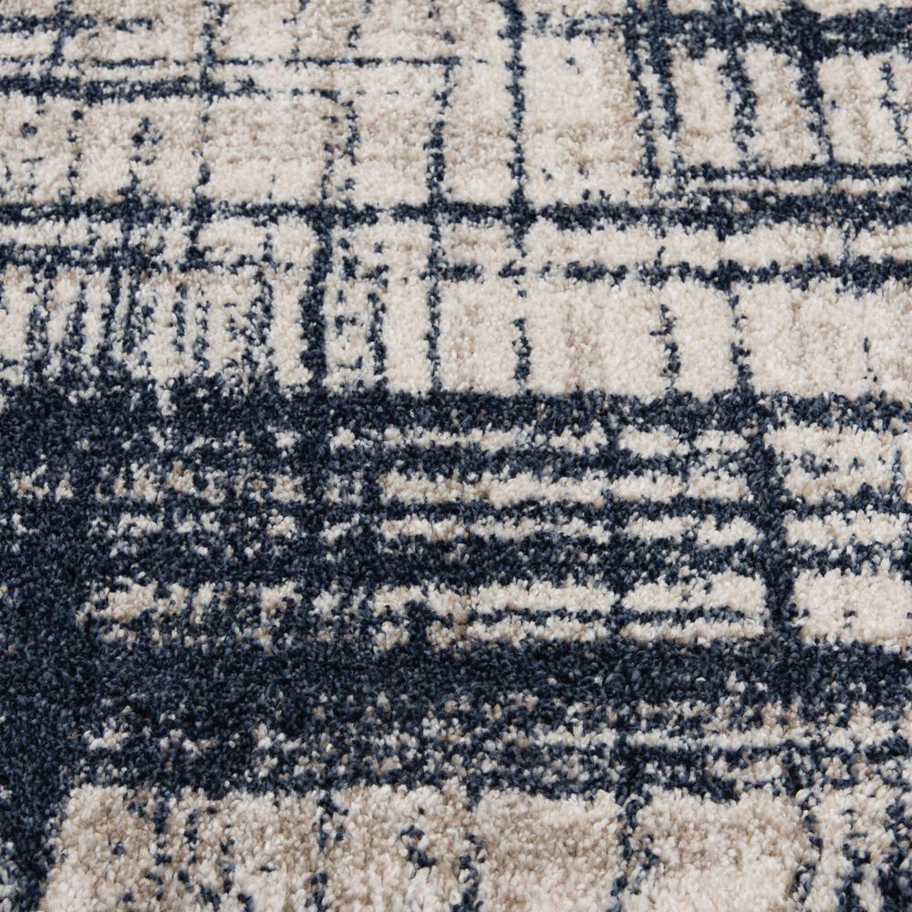 Central Oriental Oklahoma Badger 5&#39; x 7&#39;3&quot; Cream and Navy Area Rug, , large