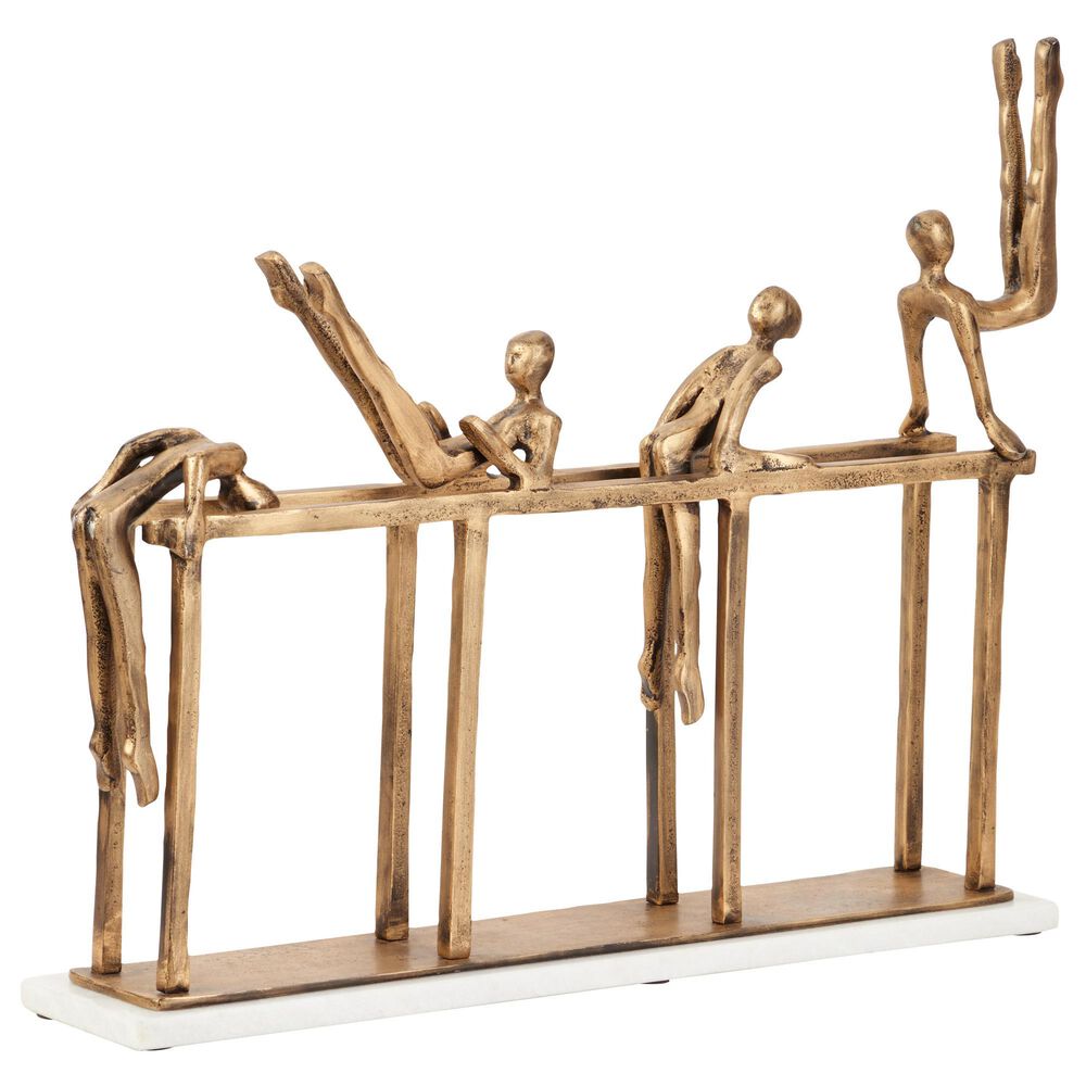 Maple and Jade 17" Metal Ballet Dancers Sculpture in Gold and White, , large