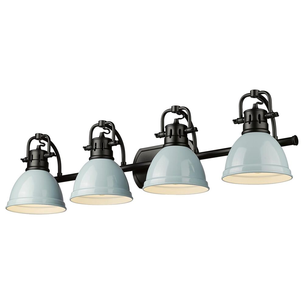 Golden Lighting Duncan 4-Light Vanity Light with Seafoam Shade in Matte Black, , large