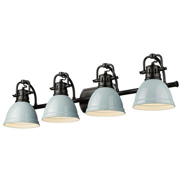 Golden Lighting Duncan 4-Light Vanity Light with Seafoam Shade in Matte Black, , large