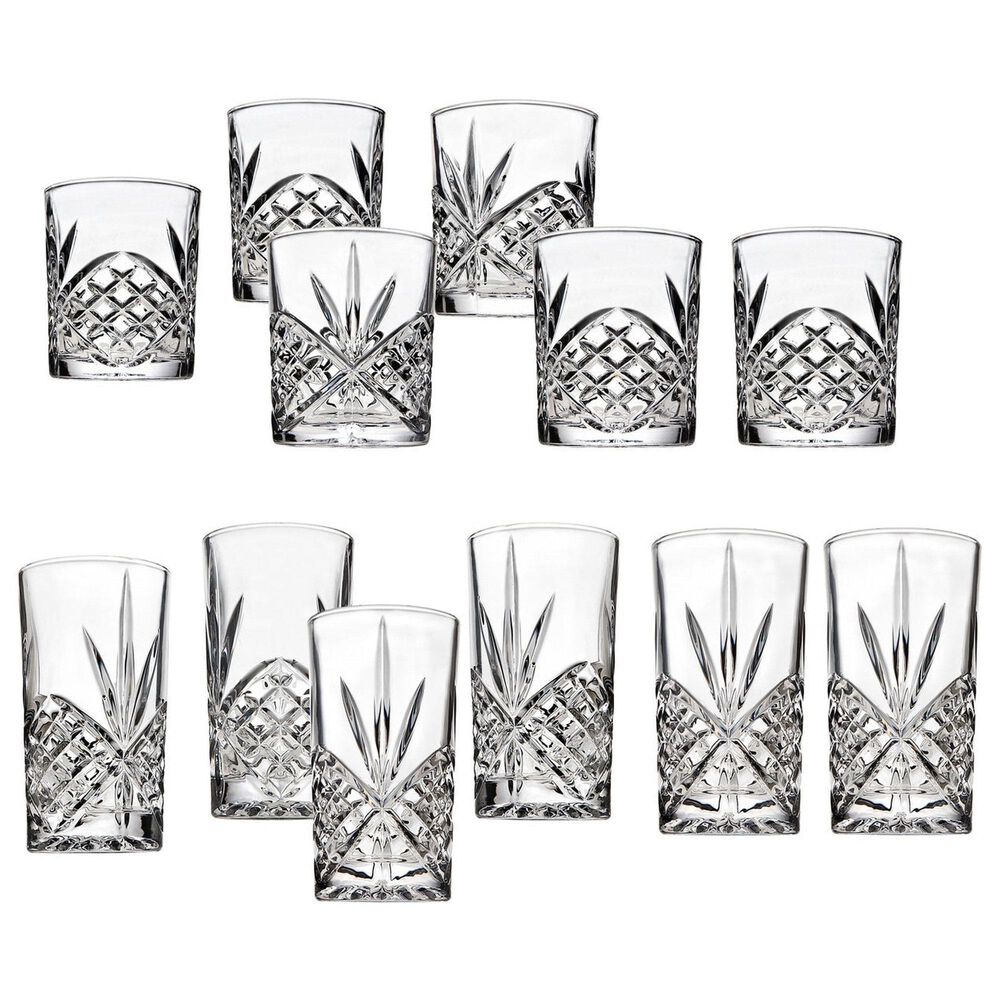 Godinger Silver Dublin 12-Piece Double Old Fashion and Highball Glassware Set in Clear, , large