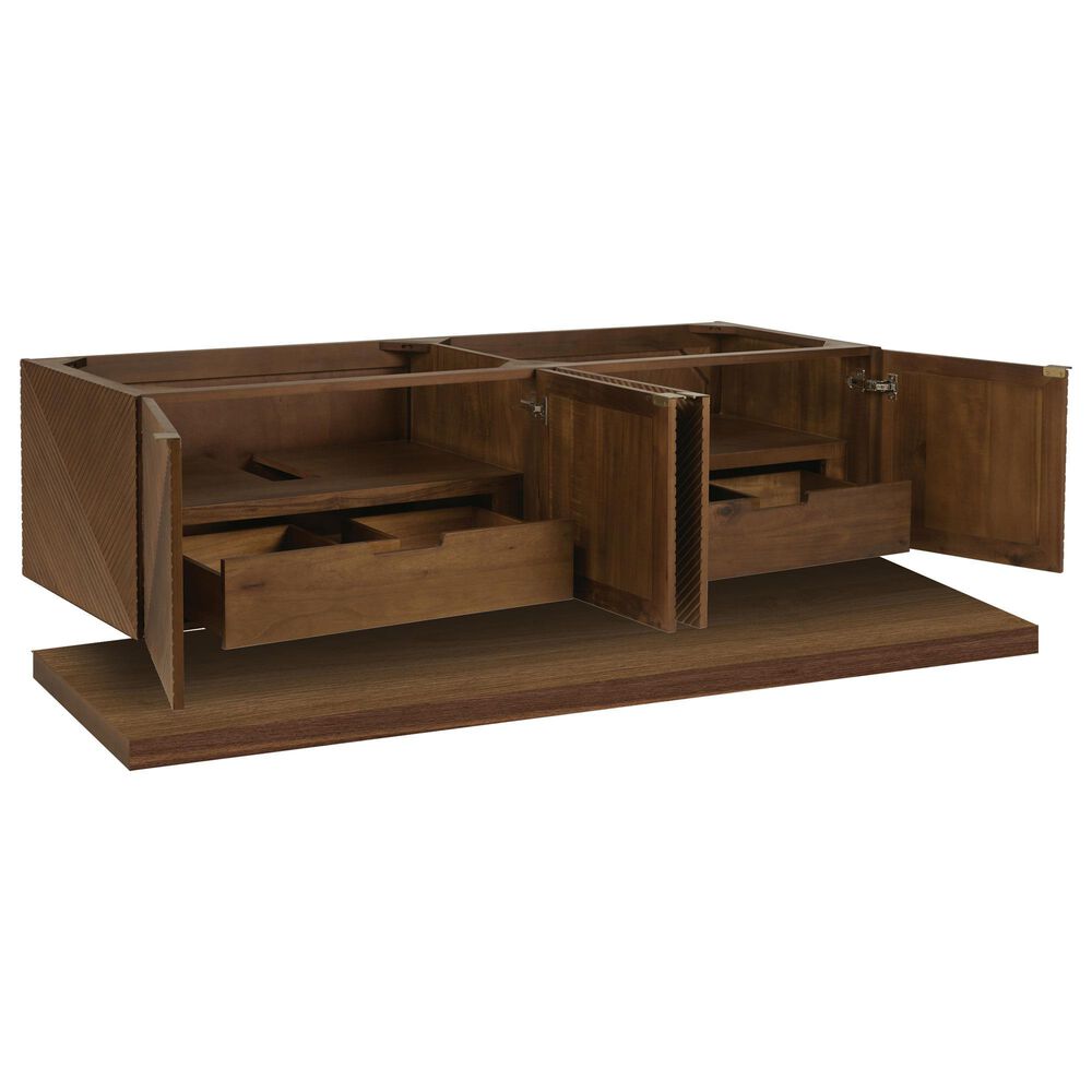 James Martin Vanities Marcello 72" Double Bathroom Vanity in Chestnut with 3 cm Carrara White Marble Top and Rectangular Sinks, , large