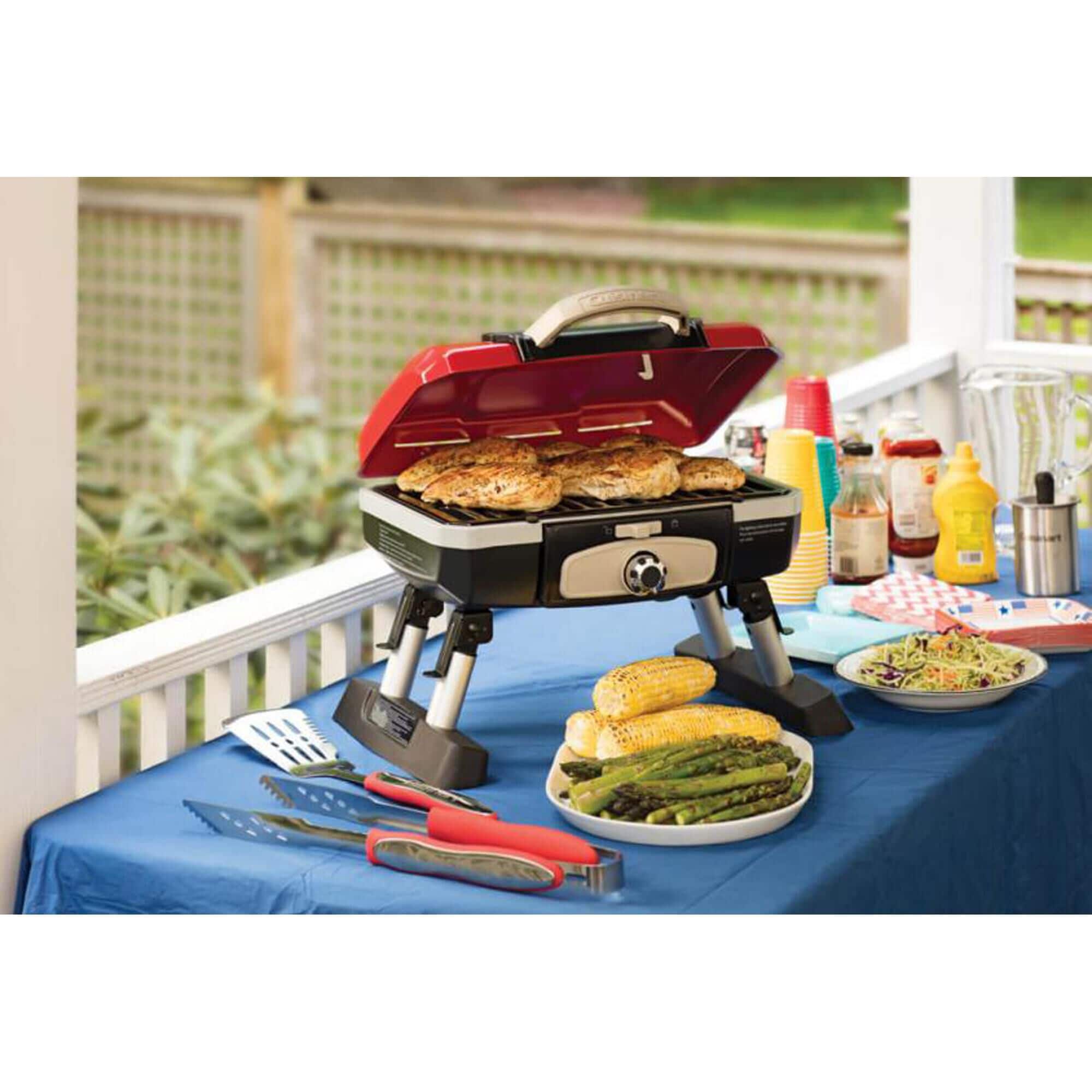 Cuisinart Portable Tabletop Gas Grill in Red NFM