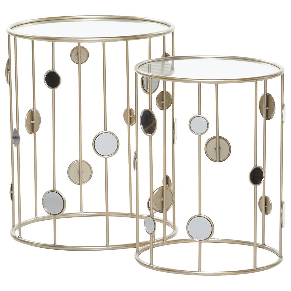 Maple and Jade Contemporary Accent Table in Gold (Set of 2), , large