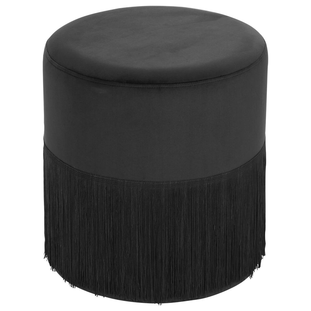 Maple and Jade 16" x 17" Pouf Stool in Black, , large