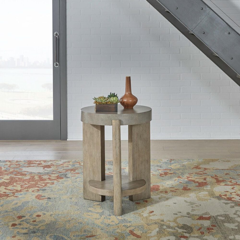 Belle Furnishings Affinity Chairside Table in Dusty Taupe and Concrete, , large