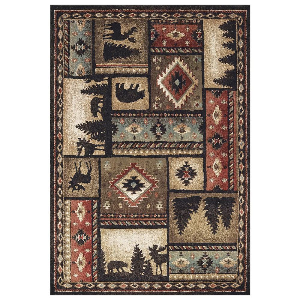 Oriental Weavers Woodlands 1041C 5"3" x 7"3" Black Area Rug, , large