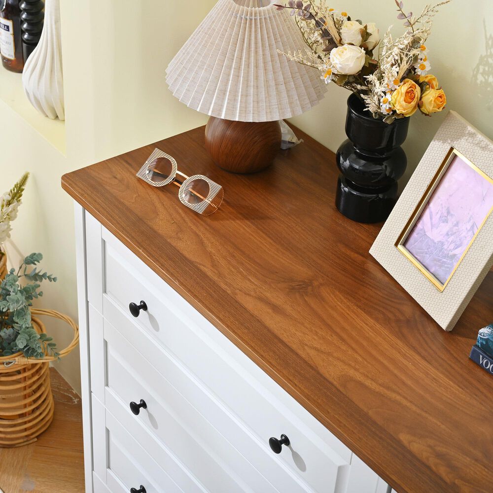 Hearth and Haven 6-Drawer Dresser in White, , large
