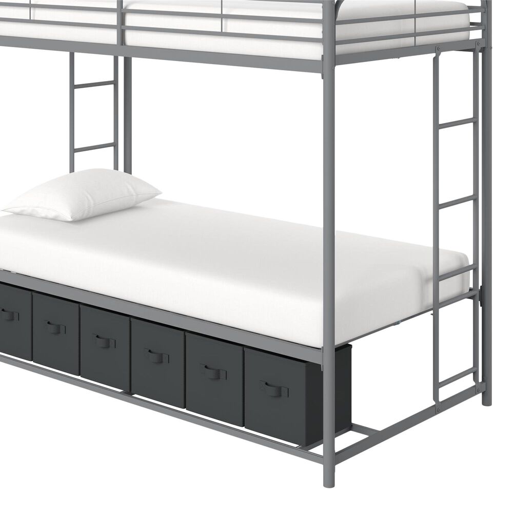 DHP Bellona Twin Over Twin Storage Bunk Bed in Silver, , large