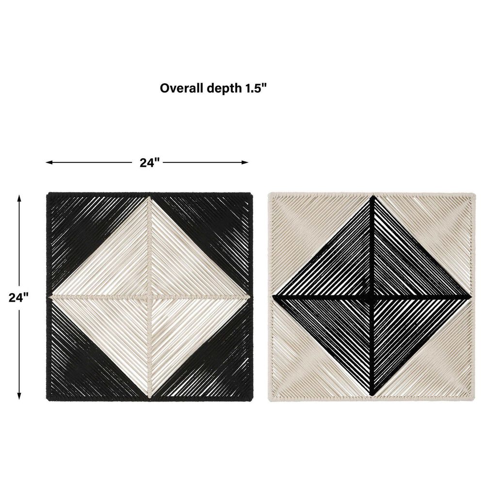 Uttermost Seeing Double Rope Wall Squares in Black and Off White &#40;Set of 2&#41;, , large