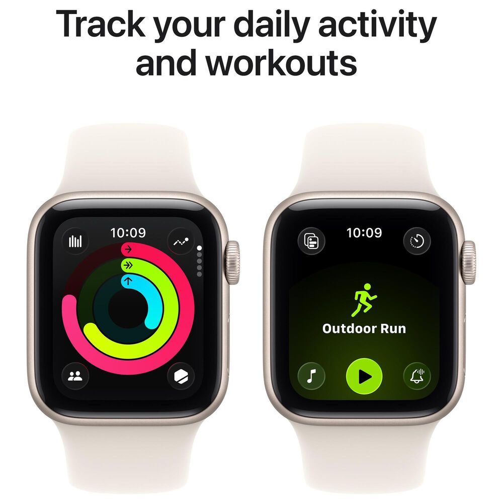 Apple Watch SE 3 (GPS) 40mm Aluminum Case with Sport Band - M/L in Starlight and 2-Year AppleCare+, , large
