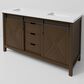 Lexora Home Marsyas 60" Double Bathroom Vanity in Brown with 2 cm White Cultured Marble Top and Rectangular Sinks, , large