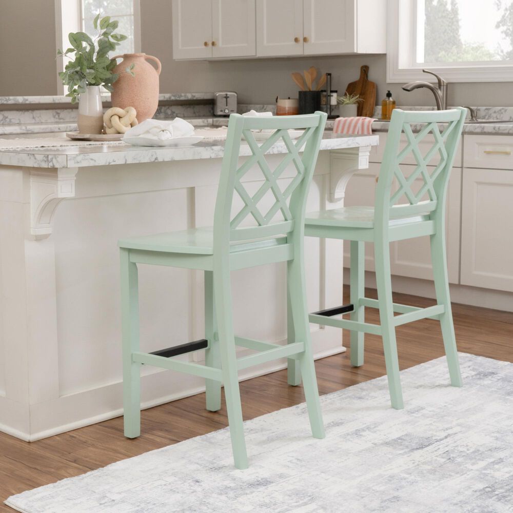 Linon Home Decor Mayfair Counter Stool in Mint Green, , large
