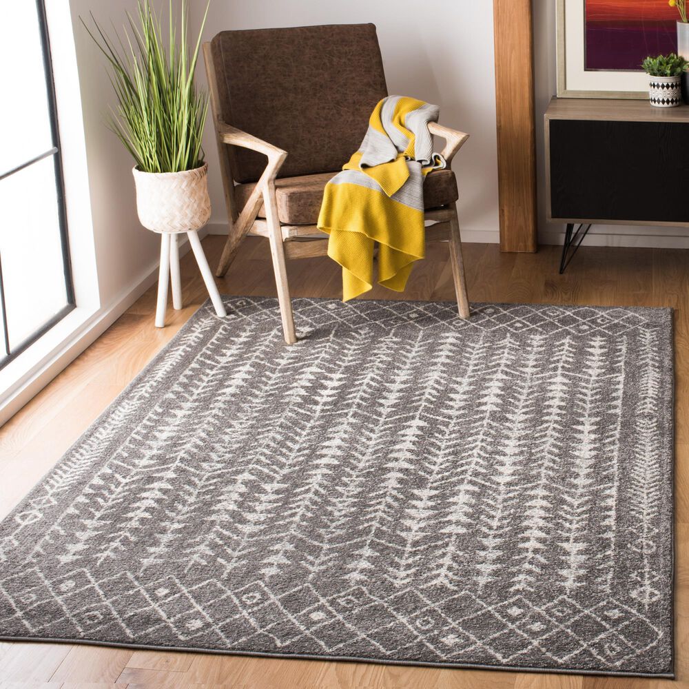 Safavieh Tulum Transitional 5&#39;3&quot; x 7&#39;6&quot; Dark Grey and Ivory Area Rug, , large