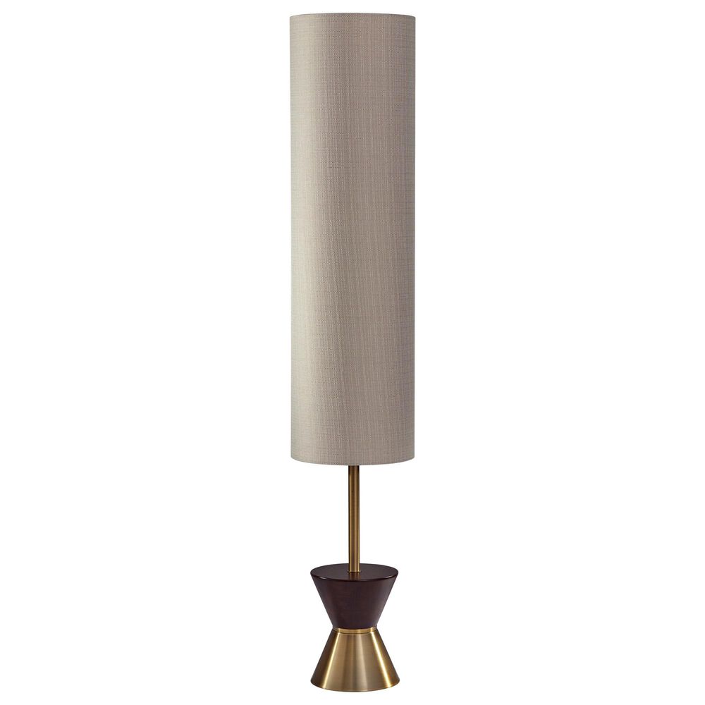 Adesso Carmen Floor Lamp in Antique Brass and Walnut, , large