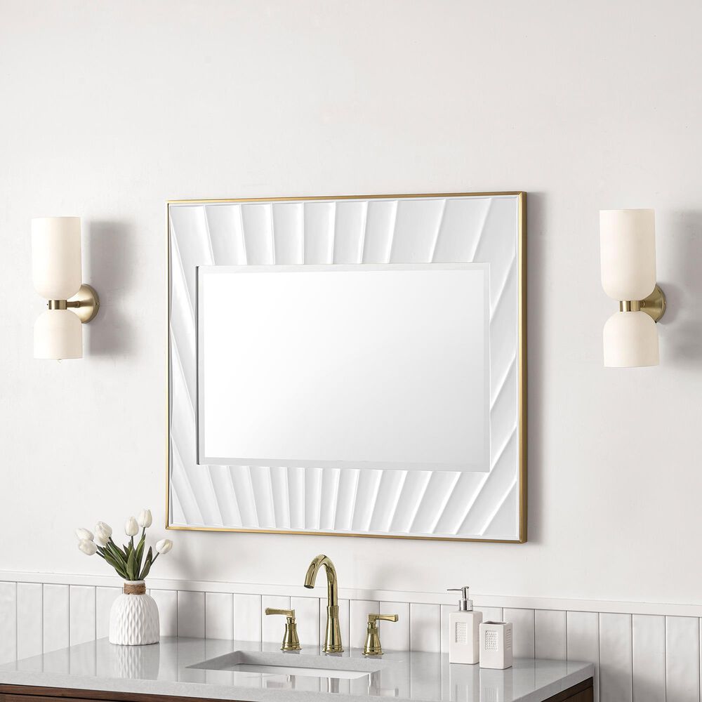 James Martin Vanities Le Soleil 36&quot; Rectangular Mirror in Matte White and Gold, , large