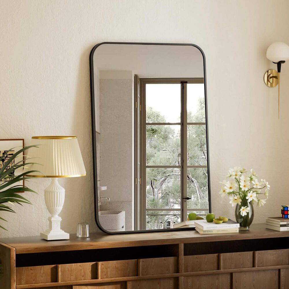 HOMLUX 24" x 36" Rectangular Wall Mirror in Black, , large