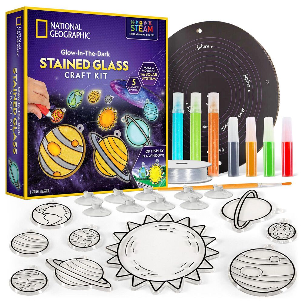 National Geographic Stained Glass Solar System Craft Kit, , large