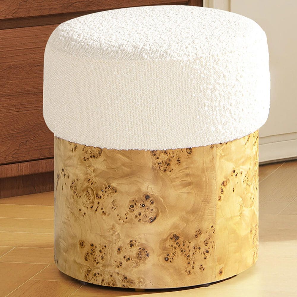 Jennifer Taylor Home Nebula Upholstered Ottoman in Ivory White, , large