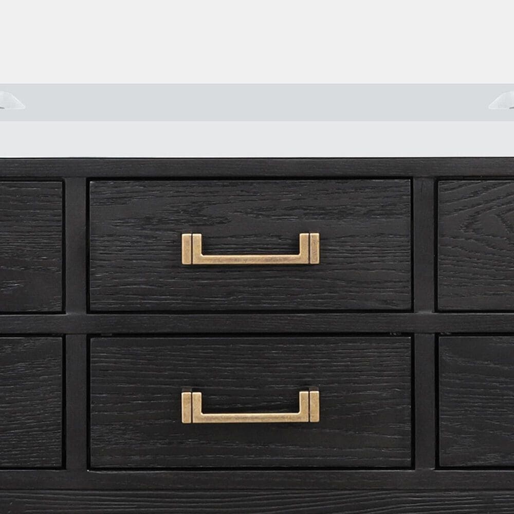 Lexora Home Norwalk 60&quot; Double Bathroom Vanity in Black Oak with White Cultured Marble Top  and Rectangle Sink, , large