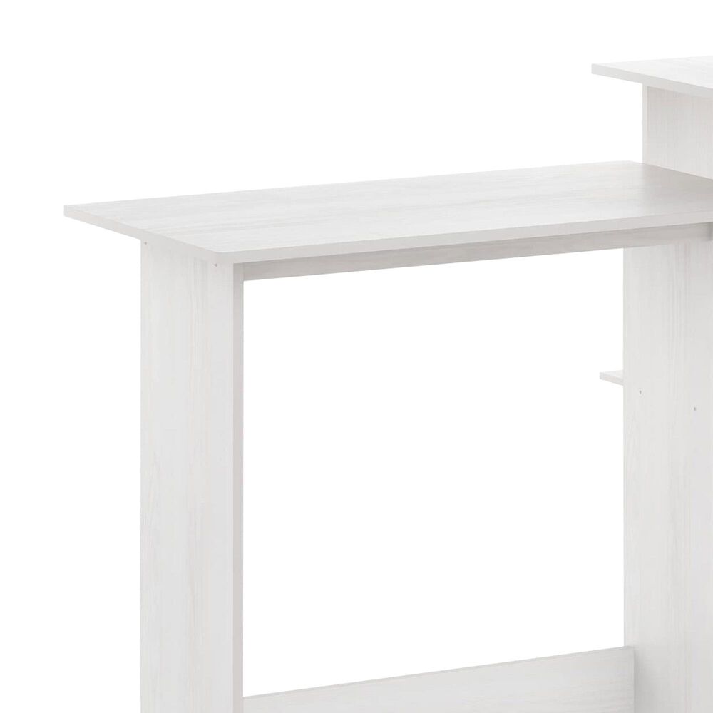 HOMLUX L-Shaped Computer Desk with Open Display Shelves in White Oak and Stainless Steel, , large