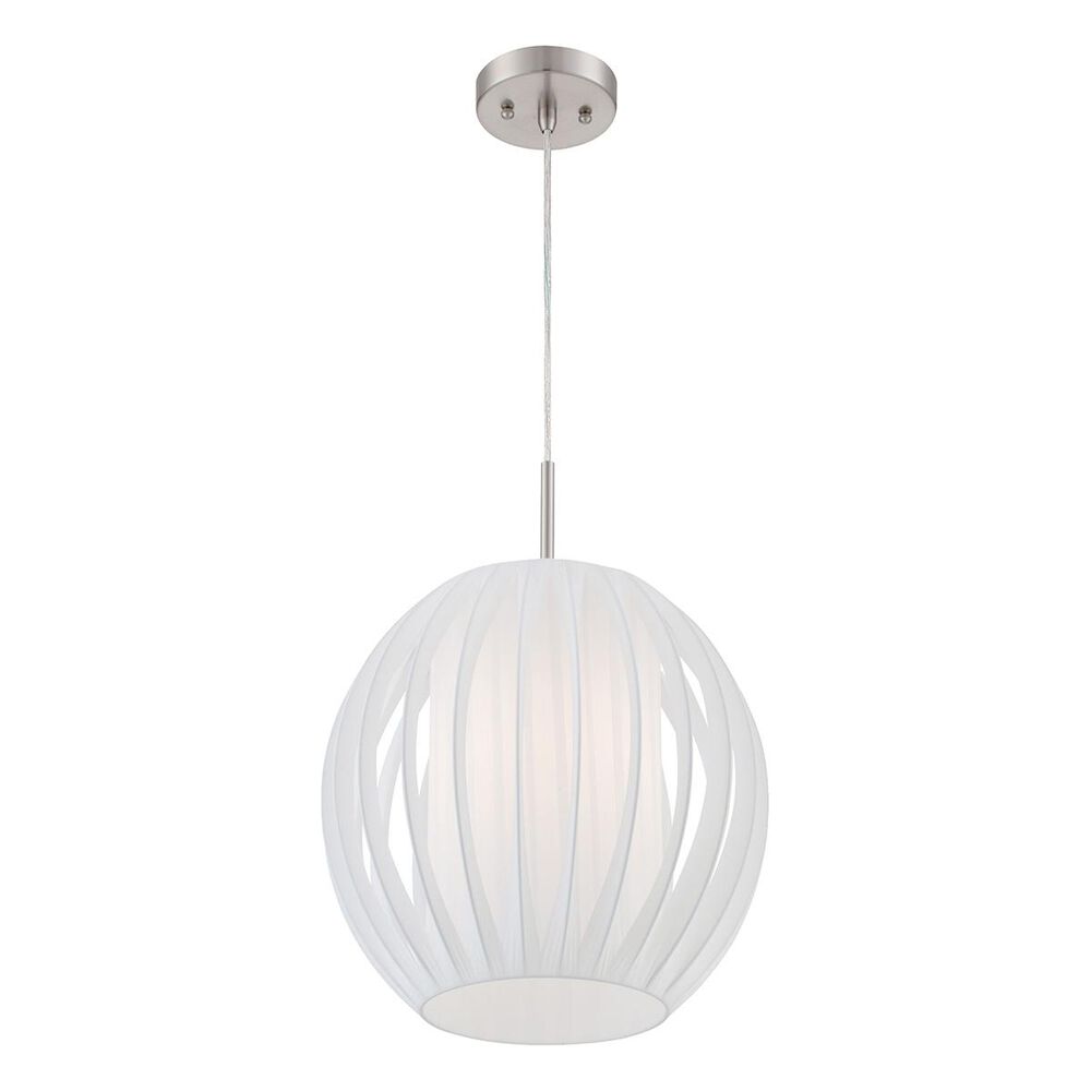Lite Source Deion Pendant with White Shade in Polished Steel, , large