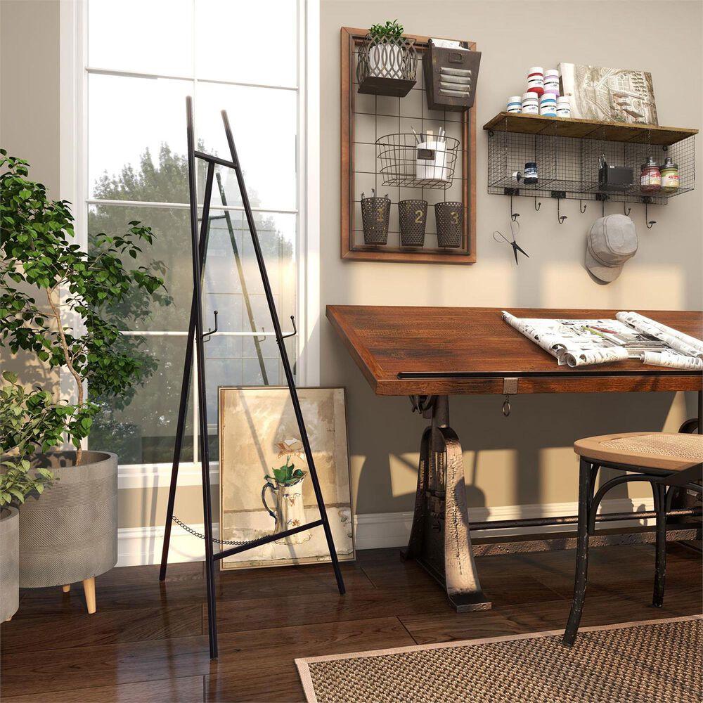Maple and Jade Tall Adjustable Floor 3-Tier Display Easel in Matte Black, , large