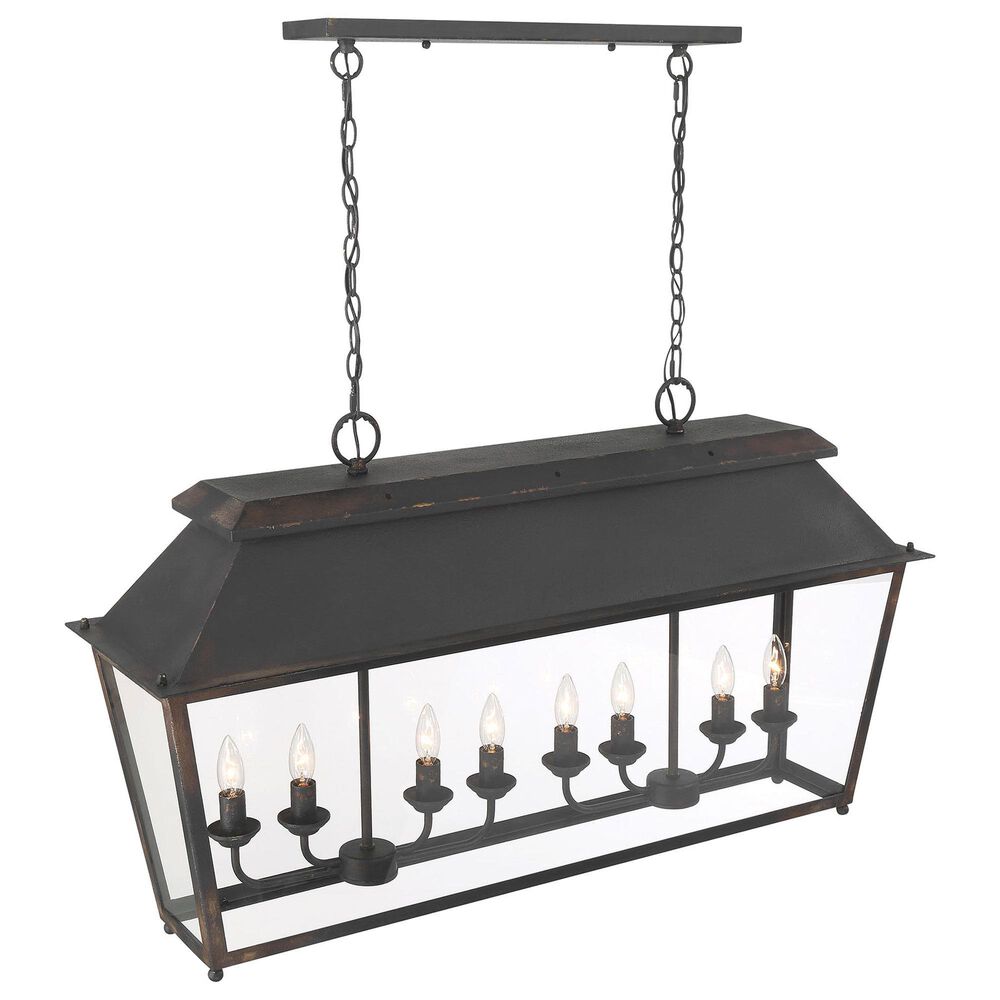 Golden Lighting Abingdon 8-Light Linear Pendant in Antique Black, , large