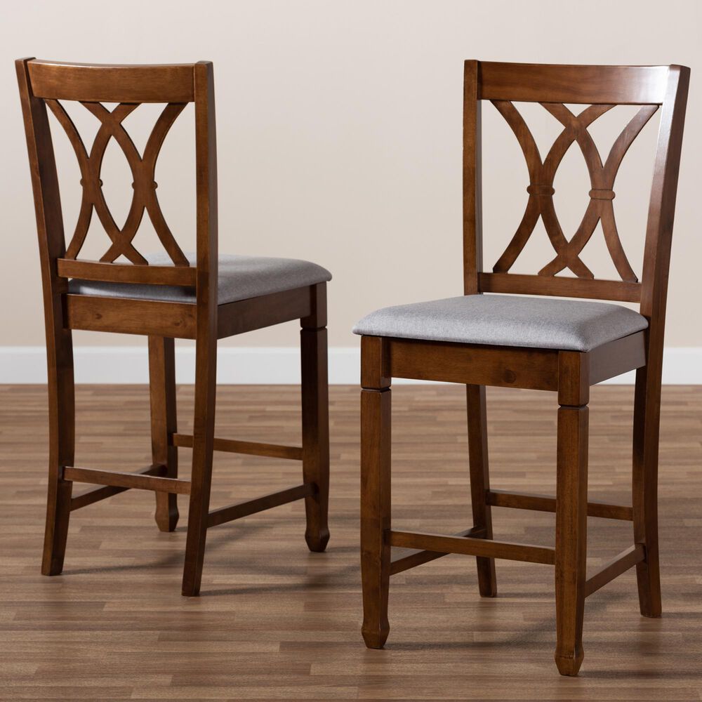 Baxton Studio Reneau Counter Height Chair in Grey/Walnut (Set of 2), , large