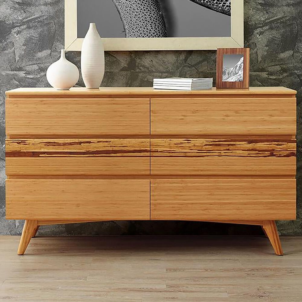 Natural Bamboo Furnishings 6 Drawer Double Dresser in Caramelized, , large