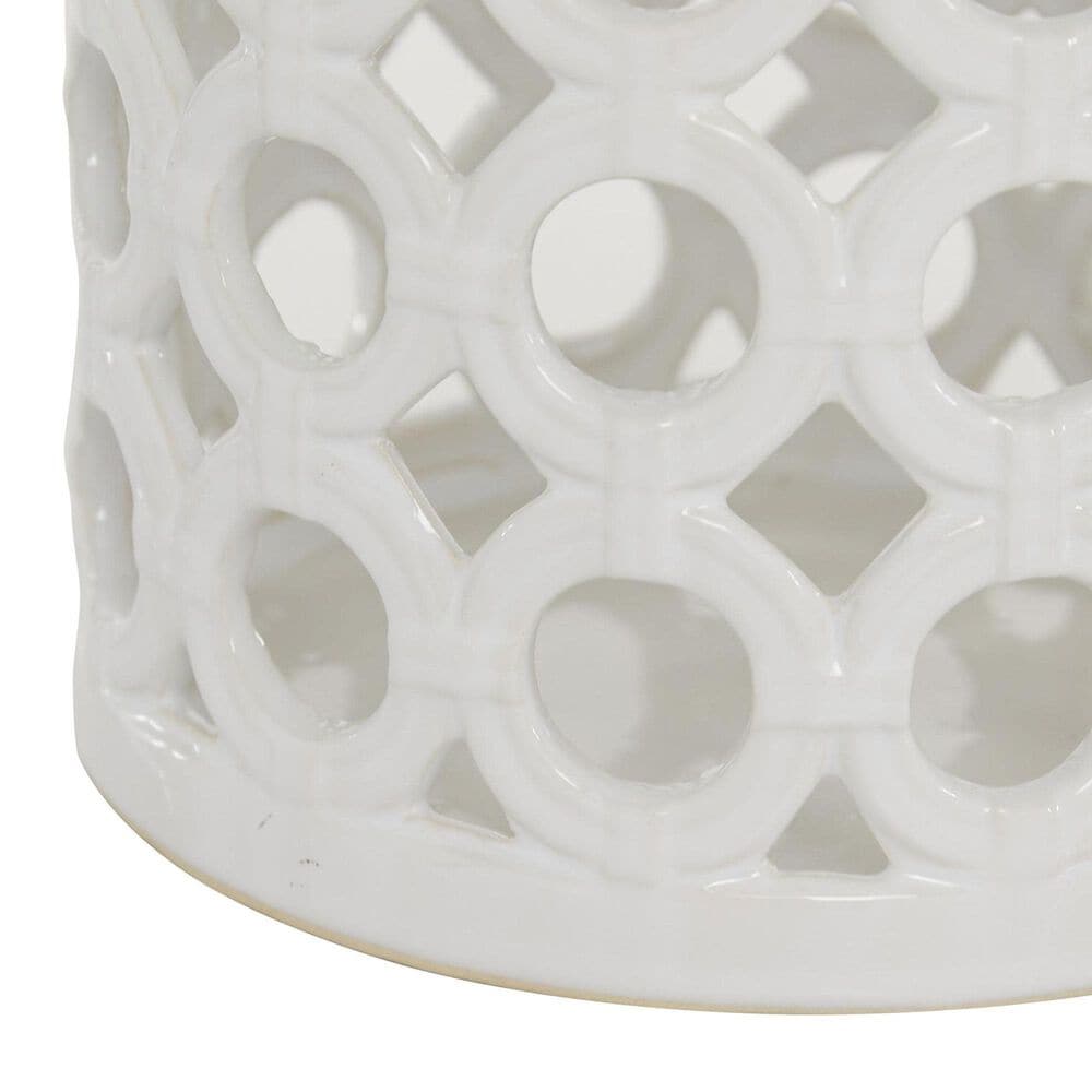 Maple and Jade 11&quot; Circles Decorative Indoor/Outdoor Decorative Candle Lantern in Polished White and Silver, , large