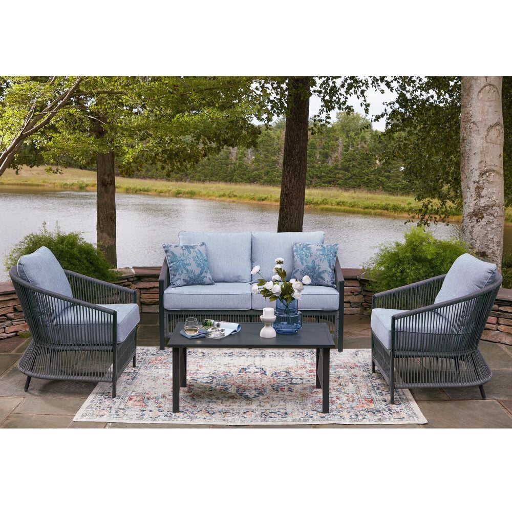 Ashley Bridges Beach 4-Piece Patio Conversation Set in Gray, , large