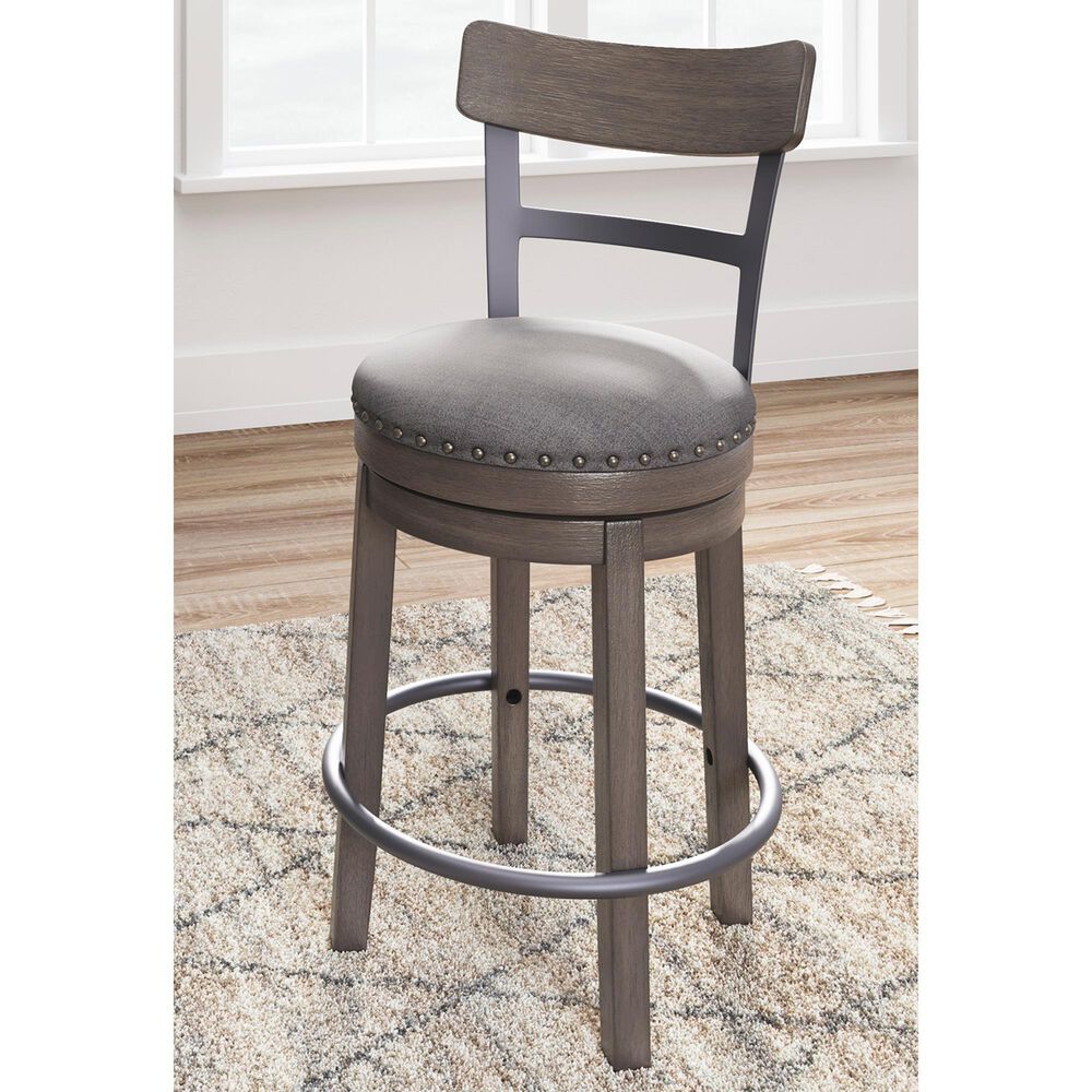 Ashley Caitbrook Swivel Counter Stool in Antiqued Gray and Black, , large