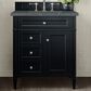 James Martin Vanities Brittany 30" Single Bathroom Vanity in Black Onyx with 3 cm Parisien Bleu Quartz Top and Rectangular Sink, , large