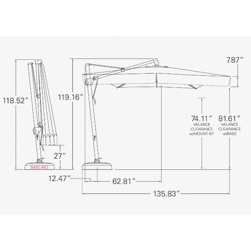 Garden Party 10&#39; Square Cantilever Umbrella in Blue Jay with Stand, , large