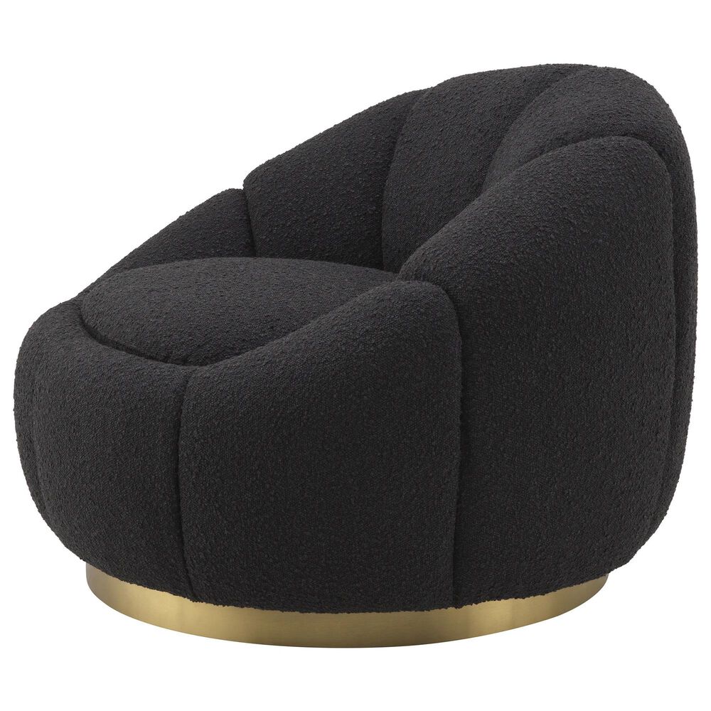 Eichholtz Inger Swivel Chair in Boucle Black, , large