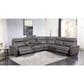 Oxford Furniture 6-Piece Leather Power Reclining Sectional in Gray, , large