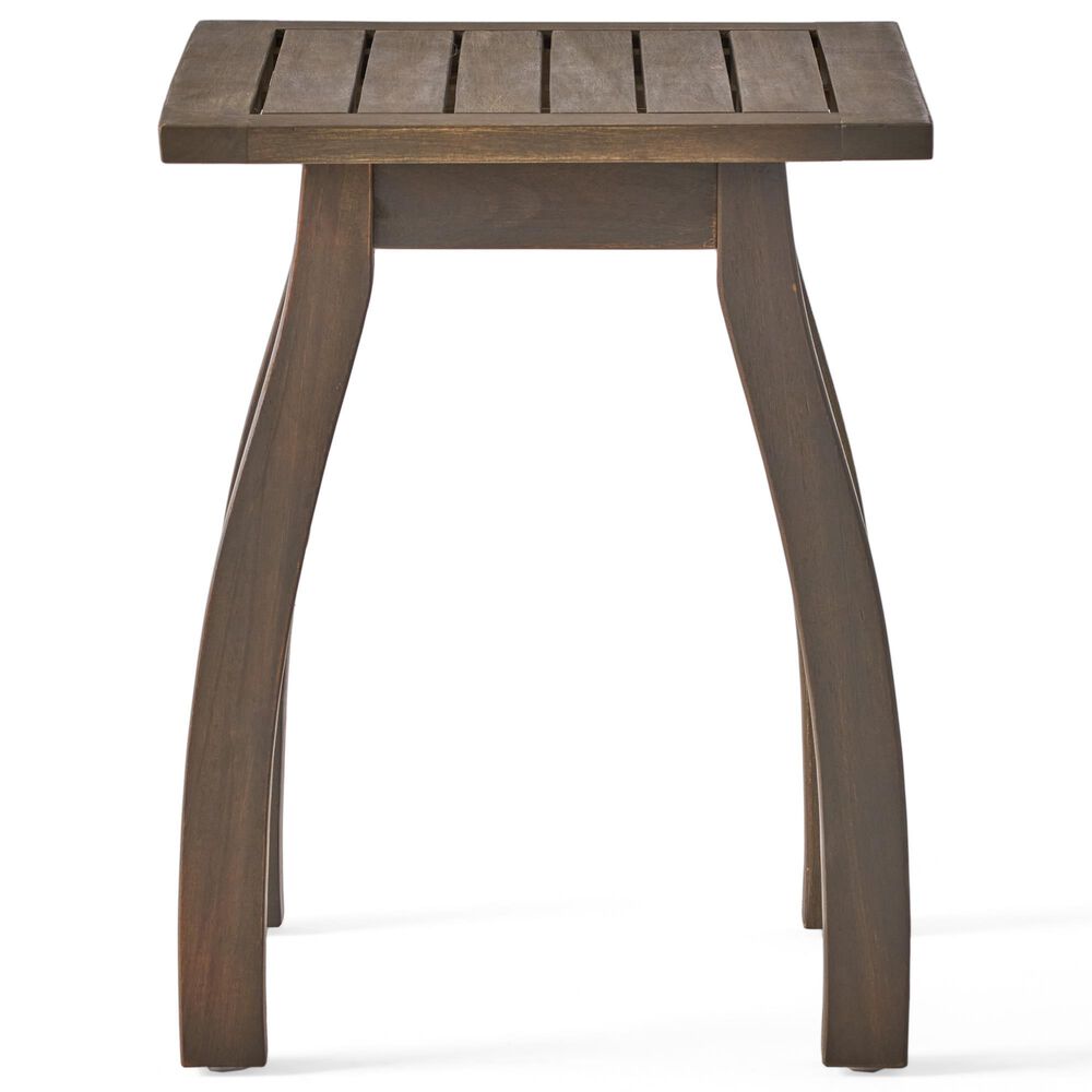 Hearth and Haven Selma Outdoor End Table with Slatted Top and Curved Legs in Gray, , large