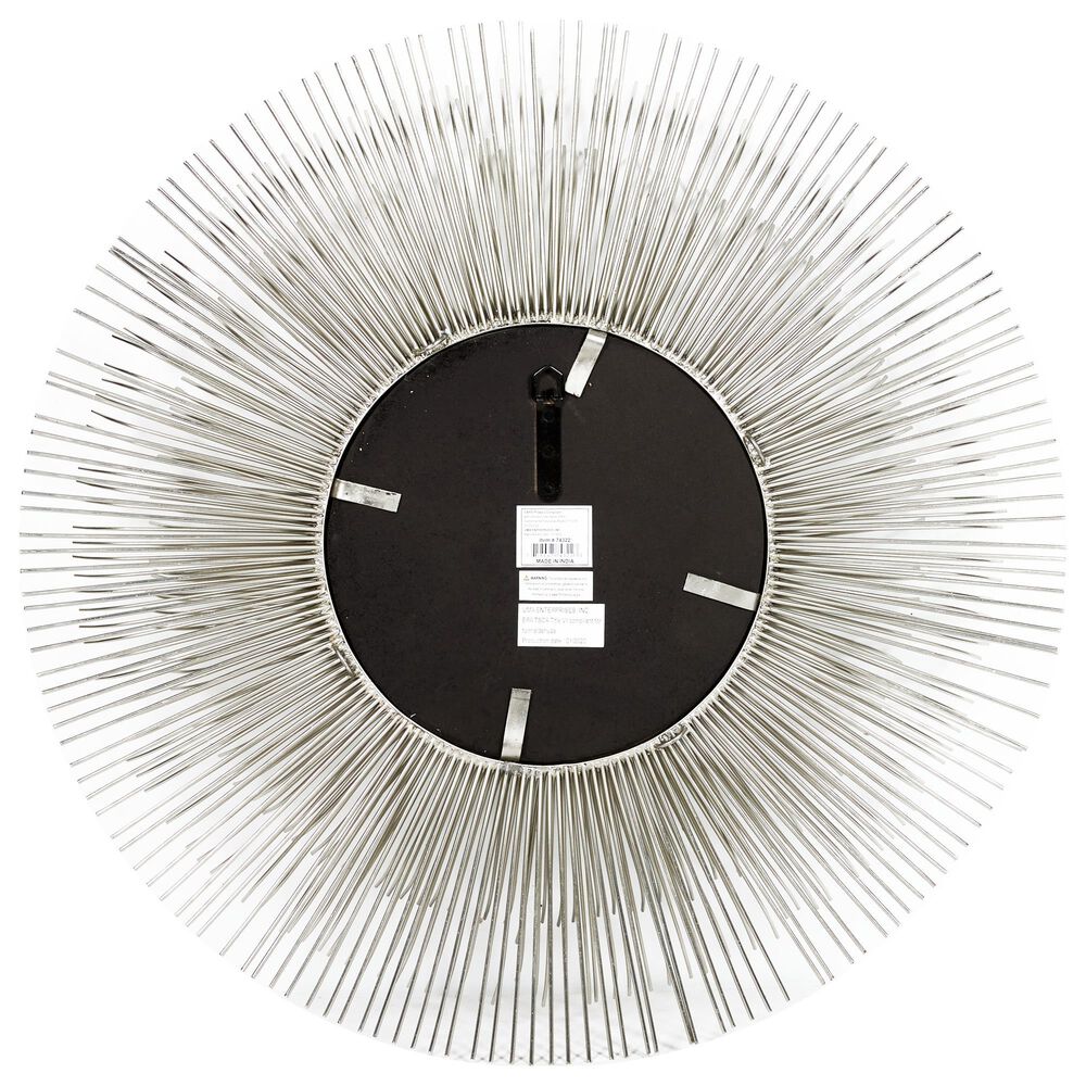 Maple and Jade 29&quot; Round Wall Mirror in Distressed Silver, , large