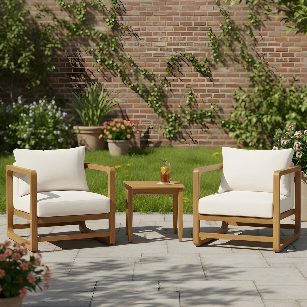 Hearth and Haven 3-Piece Patio Chat Set with Rounded Lines in Beige, , large