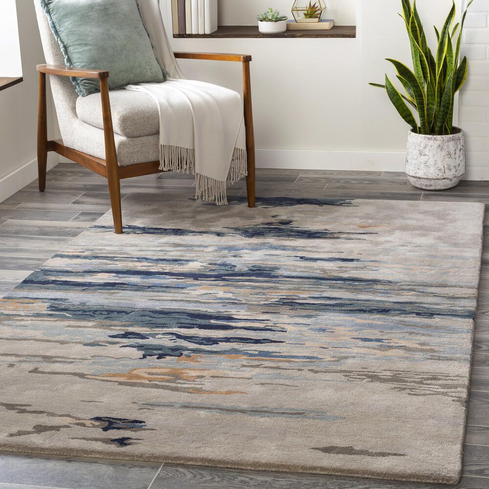 Surya Kavita 8&#39; x 10&#39; Medium Gray, Ink Blue, Deep Teal, Dark Brown, Dusty Pink, Beige and Brick Red Area Rug, , large